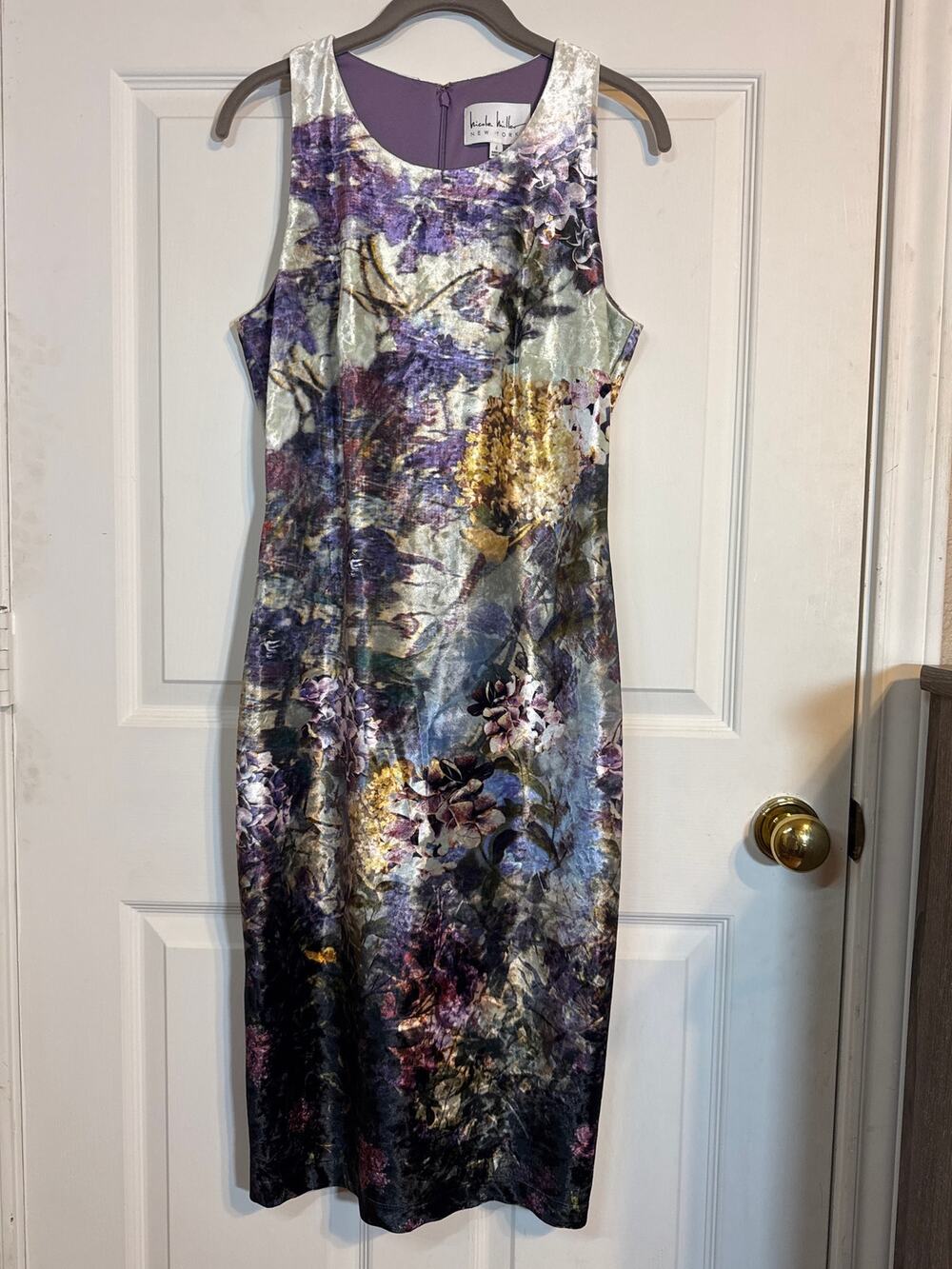 Nicole Miller New York Floral Metallic Jacquard Sleeveless Sheath Dress 6